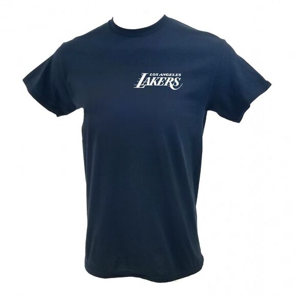 Los Angeles Lakers Double Script Retro Logo BLACK Basketball Jersey Tee - y2k - Picture 3 of 5